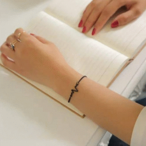 Best Quality  Alloy Black & Silver Plated Uni-Sex Heart Beat Bracelet